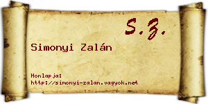 Simonyi Zalán névjegykártya